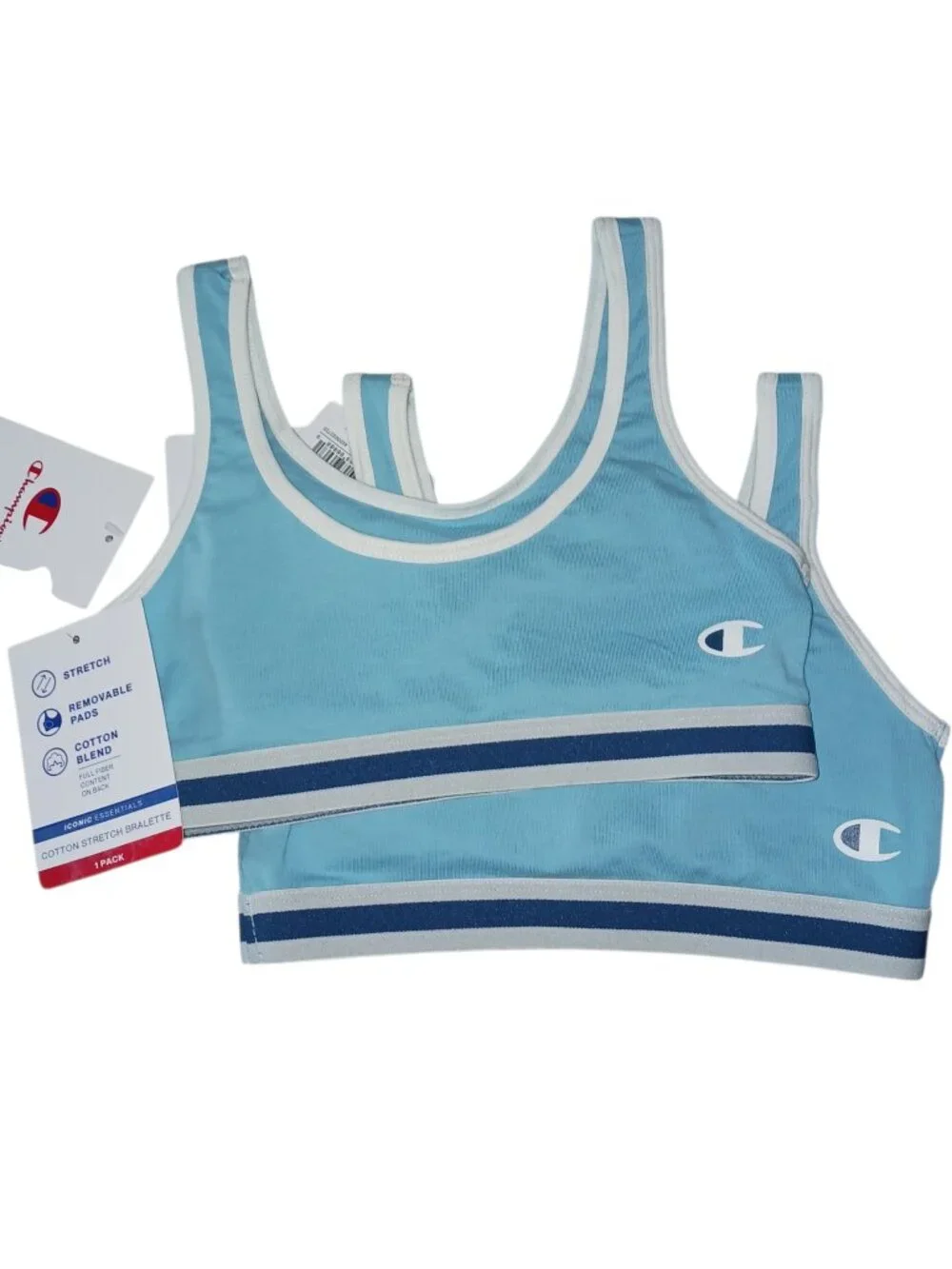 Champion Girls Cotton Stretch Bralette 2-Pack Milky Blue Size Small 6/7 NWT